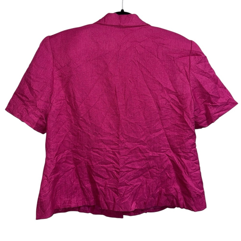 Joan Leslie Woman Fuchsia Textured Blouse 16W Shoulder Pads - Picture 2 of 8